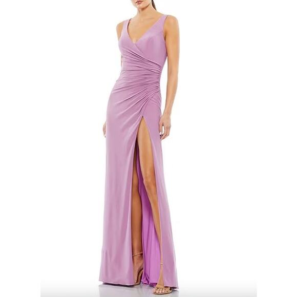 MAC DUGGAL Dress Size 8 Evening Gown Faux Wrap Sleeveless V Neck NEW Purple - Picture 1 of 9